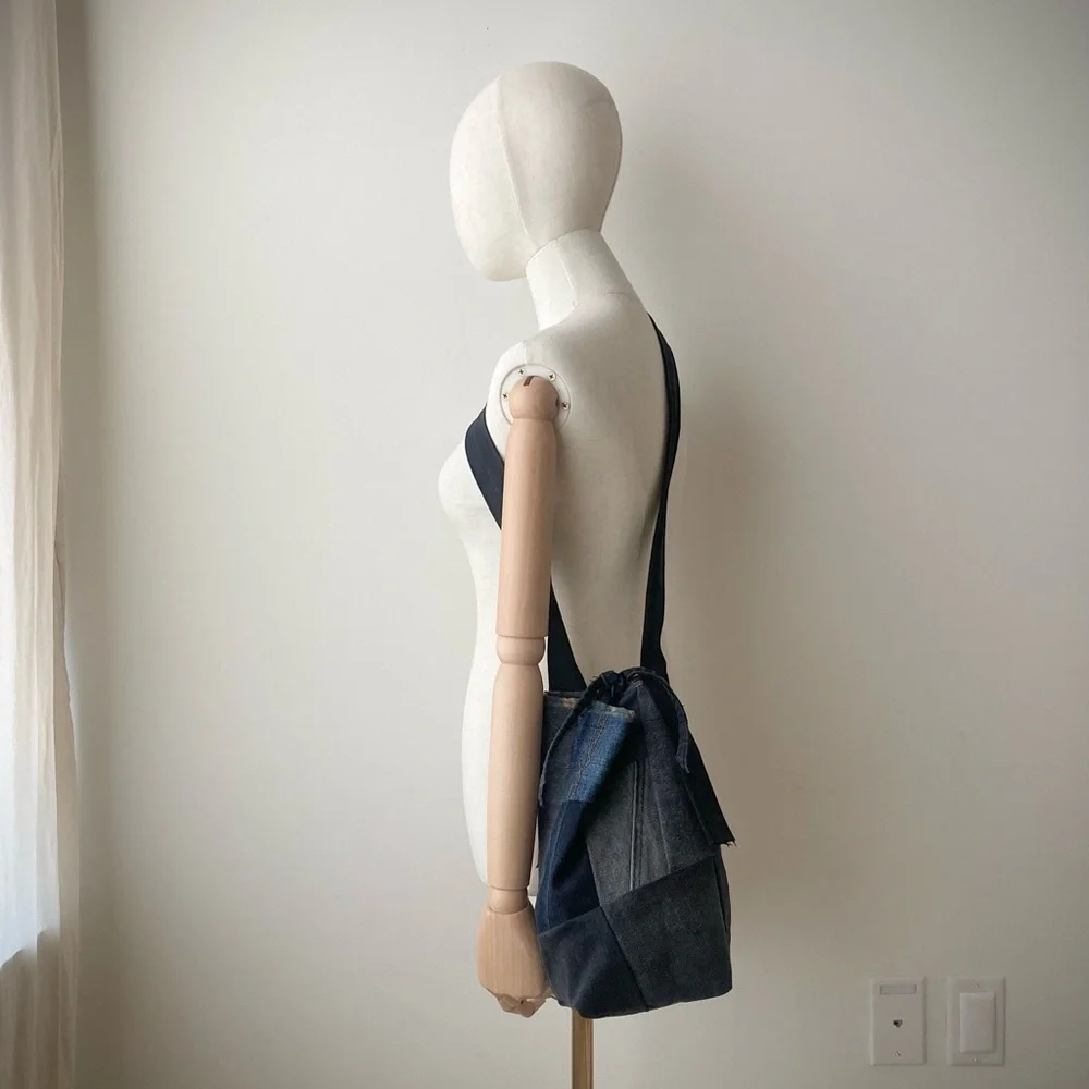 joodito origami japanese boro crossbody patchwork denim jean slouchy handbag bag - Picture 4 of 15
